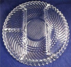 Vintage Indiana Glass Clear Ribbed Plate 10&quot; Round 4 Divided Sections Relish  - £14.46 GBP