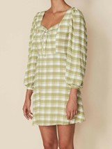 Faithfull The Brand Tilla Mini Dress Ligne Check Print Olive ( US 4 ) - £70.04 GBP