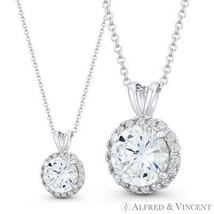 Round Brilliant Cut Clear CZ Crystal 12mmx8mm Fashion Pendant in 14k White Gold - £50.70 GBP+