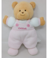 OshKosh Plush Teddy Bear Rattle 9&quot; Pink Waffle Weave Thermal Baby Lovey ... - £46.45 GBP