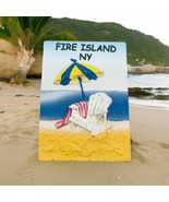 Fire Island NY Beach Chair Umbrella Souvenir Fridge Magnet - £10.44 GBP