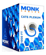 MONK CABLES CAT6 Plenum Cable 1000ft | UTP, 23AWG, 550MHz | DSX-8000 Cer... - $116.49 CAD