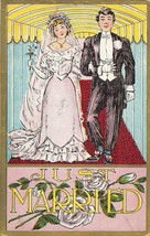 Young COUPLE-JUST MARRIED~1909 Postcard Postmarked Cable Ohio - £6.31 GBP