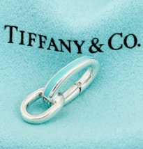 Tiffany Blue Enamel Oval Clasping Link Jump Ring Charm Bracelet Length E... - $189.95