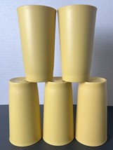5 Vintage Tupperware Tumbler Cups 8oz Ounce Harvest Gold 5.25” Tall #873 - £7.86 GBP