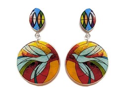 Peace Doves Stained Glass Style Earrings - £31.12 GBP