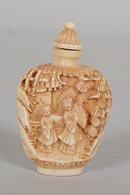 CARVED BONE IVORY COLOR SNUFF BOTTLE. - £375.74 GBP