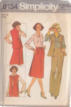 Simplicity 8154 Pattern Size 12 Misses&#39; Blouse Tabard Pants Back Wrap Skirt - £2.36 GBP