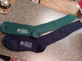Vintage Green Blue Wool Knee Length Socks Size M Corgi Great Britain Wales - $49.49