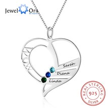 Mom&#39;s Jewelry Name Necklace Personalized Birthstone Engrave Name 925 Sterling Si - £23.50 GBP