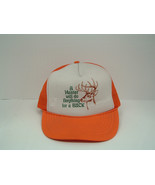 Vintage orange mesh snapback trucker hat a hunter will do anything for a... - $19.75
