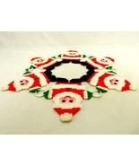 Vintage Needlepoint ChristmasTable Mat, 6-Santa Centerpiece Trivet Wreath - $26.79 CAD