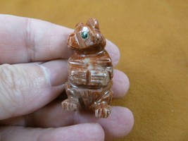 (Y-BEA-52) little red white Bear cub sitting carving stone SOAPSTONE PER... - $8.59