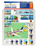 Cyprus Airways | A330 | Safety Card - $5.00
