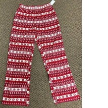 Boys Christmas Lounge Pants Jammies Red White Knit Pajamas-size 12 - £12.45 GBP