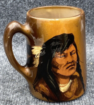 Native American Indian Mug Hand Painted Artesian 1984 Art Vintage - £27.68 GBP