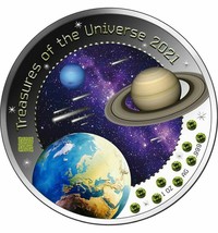 Ghana Coin 5 Cedis 2021 Pallamant Treasures of the Universe 1oz Silver 0... - $539.99