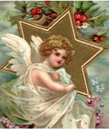 1909 Embossed Christmas Postcard Victorian Angel With A Star - $29.88 CAD