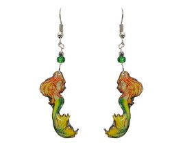 Mermaid Sea Creature Graphic Dangle Earrings - Womens Fashion Handmade J... - £11.22 GBP