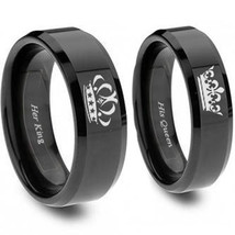 coi Jewelry Black Titanium King Queen Wedding Band Ring-339 - £52.31 GBP