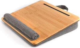 Ergonomic Bamboo Lap Desk with Cushion &amp; Tablet Holder - Perfect for Com... - $70.24