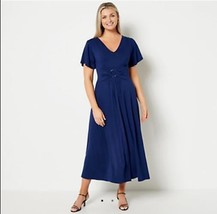 Laurie Felt Lake House V-Neck Short Sleeve Maxi Dress (Navy, Small) A499882 - £17.21 GBP