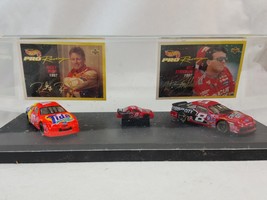 Three Nascar Diecast Cars in display case Ricky Rudd &amp; Hut Stricklin Cards SCFB9 - £6.34 GBP