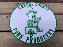 Vtg Greene County Iowa Sir Ham A Lot Pork Producers Large Advertising Patch Pig - $14.80