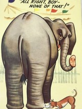 Postcard Vintage Elephant and Dog Humor Cards Funny Cartoon - $12.50