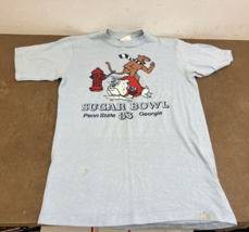 Vintage Penn State T Shirt Mens S Psu Nittany Lions 80s Blue Football Sugar Bowl - £11.70 GBP