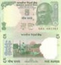 India P94A, 5 Rupees, Mahatma Gandhi /farmer plowing with tractor 2010 $... - £1.58 GBP