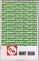 VINTAGE  C&#39;est Automatique It&#39;s Automatic C/R Want Book - $2.96