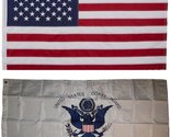 Ant Enterprises Moon USA and Coast Guard Flag 3x5 Embroidered 2 Double S... - £34.35 GBP