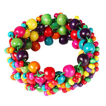 [Pack of 2] Multi-Color Wooden Beaded Stretchy Bracelet Colorful Exotic Style... - £23.32 GBP