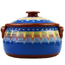 Blue Cooking Clay Terracotta pot with lid and handles 3.5 L - £61.26 GBP