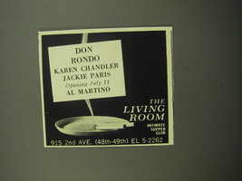 1960 The Living Room Club Ad - Don Rondo Karen Chandler Jackie Paris Al Martino - £11.79 GBP