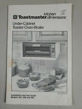 toastmaster under cabinet toaster over broiler Use Guide 1987 Model 355 ... - $9.89