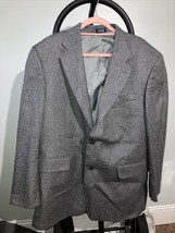 Meeting Street Gray Herringbone Tweed Blazer 46R, Lambswool Coat Jacket, Men&#39;s - £21.43 GBP