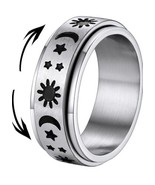 Supcare Stainless Steel Rune/Celtic Knot/Moon Stars Fidget Rings for Men... - £12.91 GBP