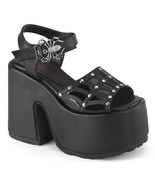 DEMONIA CAMEL-17 Women 5" Chunky Heel Black Platform Spider Buckle Sandals Shoes - $91.95