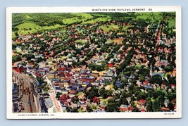 Birds Eye View Rutland Vermont VT Linen Postcard F19 - £3.13 GBP