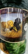 Lab Pups Puppies Dogs American Heritage Woodland Plush Raschel Throw bla... - $30.00