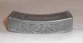 Antique Pewter Snuffbox Snuff Box Curved Profile Hinged Lid Raised Scrol... - £77.30 GBP