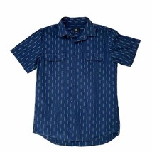 Obey Worldwide Button Front Shirt Mens Size Small Blue Printed Short Sleeve - $11.88
