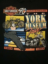 Vintage Harley Davidson Motorcycle York Museum Tour 1993 90&#39;s Black T Shirt L - £29.78 GBP
