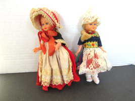 2 VINTAGE PLASTIC SLEEPY EYED DOLLS WITH OUTFITS BLONDE HAIR - $4.90