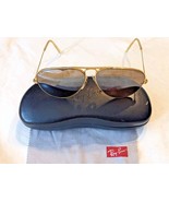 Vintage Ray Ban Bausch Lomb Gold Aviator Sun Glasses Grey Lens Case - $2,638.68 MXN