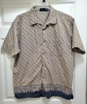 Raw Edge Sportswear Mens XL Shirt Cotton Brown Geometric Pattern - £19.39 GBP