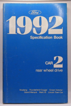 1992 Ford Specification Book Car2 Rear Wheel Drive - $11.96