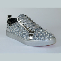 Mens Fancy Shoes By FIESSO AURELIO GARCIA, Spikes Rhine stones 2413 Silver image 2